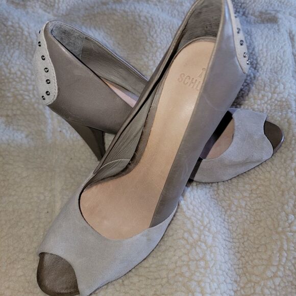 Schutz leather & suede platform studded heels 👠 9B - Picture 4 of 12